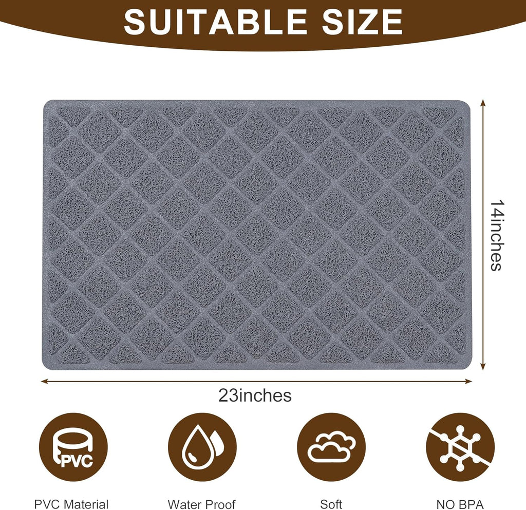 Cat Litter Box Mat,23 x 14 In,Trapping Mat Premium Durable PVC Pad,Grey | Easy to Clean，Non-Slip，Urine Waterproof