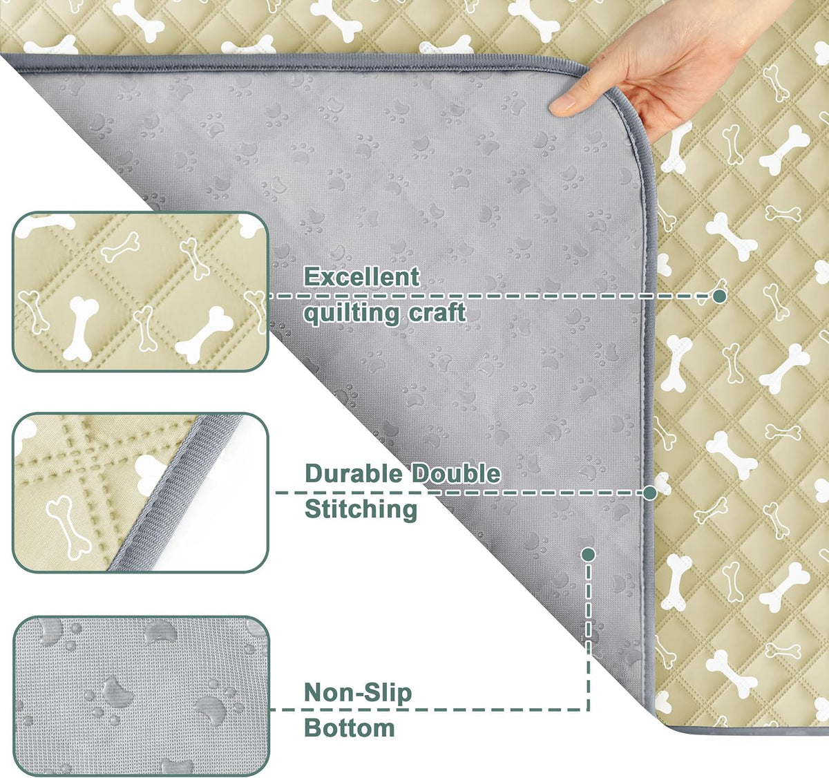 Eterish Washable Pee Pads for Dogs Extra Large 36'' x 48'' 2 Pack | Reusable Absorbent Pet Puppy Dog Training Pads Non-Slip, Waterproof Whelping Potty Pads for Dogs Leak-Proof