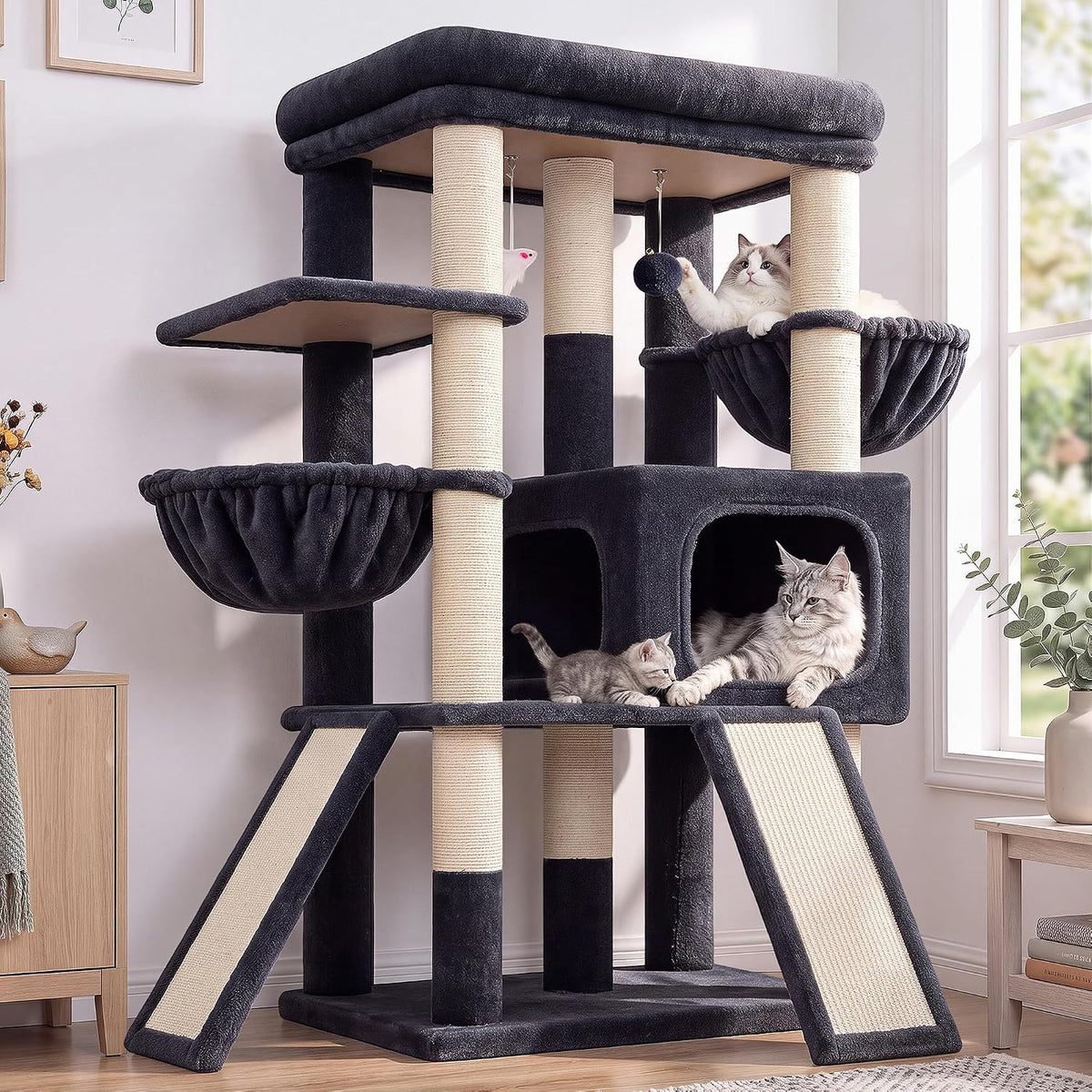 Globlazer Heavy Duty Cat Tree for Large Cats, 25.5in Wide Top Perch, S52F