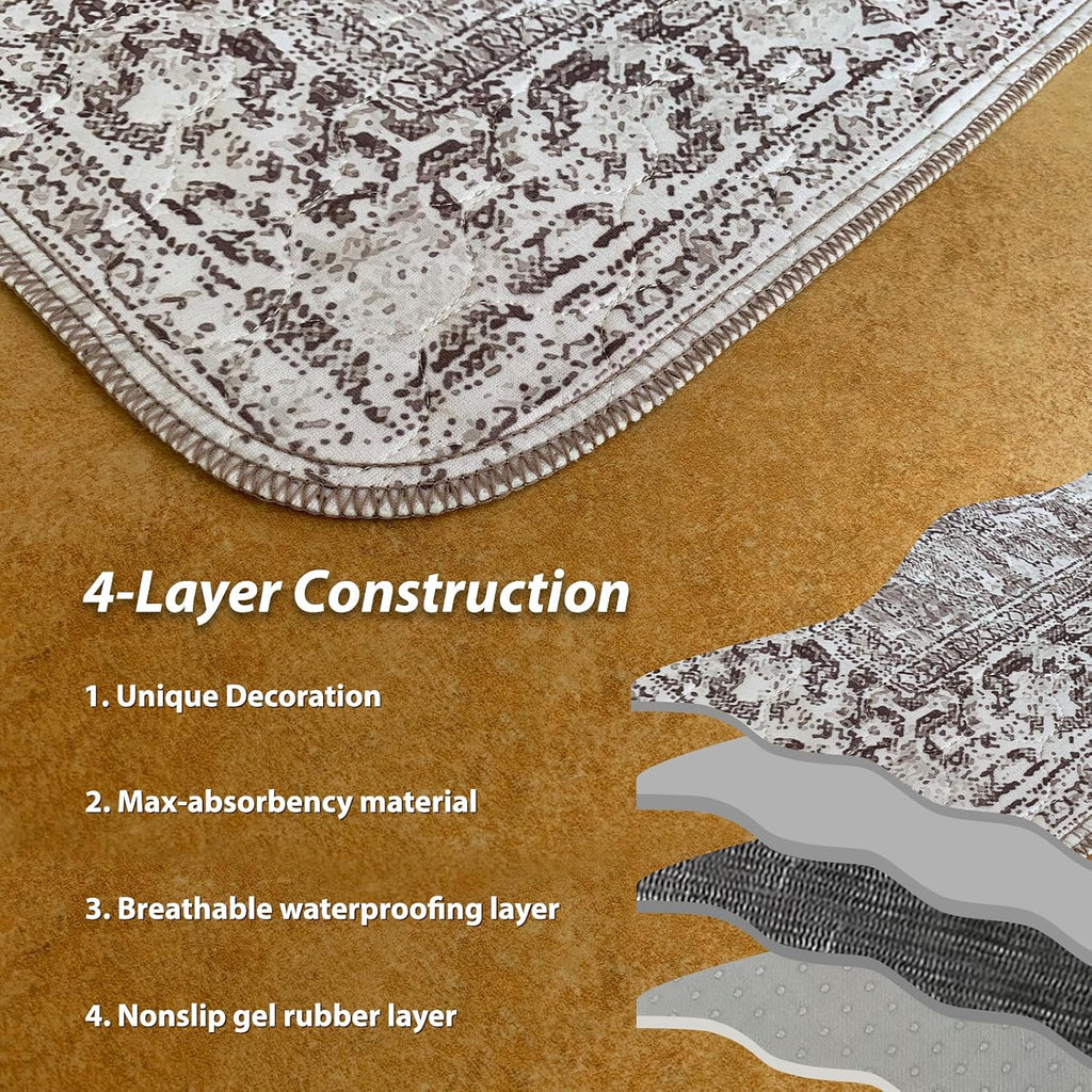 nunubaby Washable Pee Pads for Dogs, Stylish, Non-Slip and Leak-Proof Pee Pads. Reusable Potty Pads for Dogs for Crates and Floors.(Brown/Geo,18" x24" )