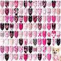 Huhumy 100 Pcs Breast Cancer Dog Bandanas Pink Ribbon Bandanas for Dogs