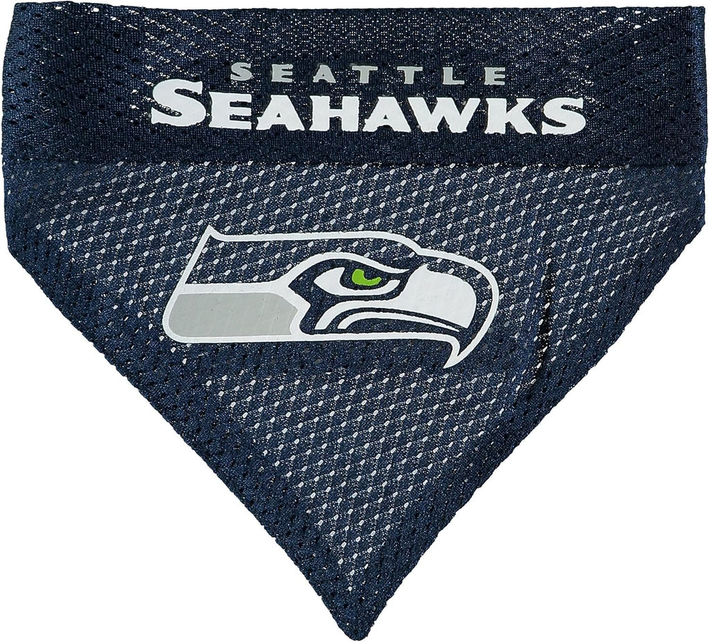 Pets First NFL DOG BANDANA - SEATTLE SEAHAWKS REVERSIBLE PET BANDANA. 2 Sided Sports Bandana with a PREMIUM Embroidery TEAM LOGO, Large/X-Large. - 2 Sizes & 32 NFL Teams available
