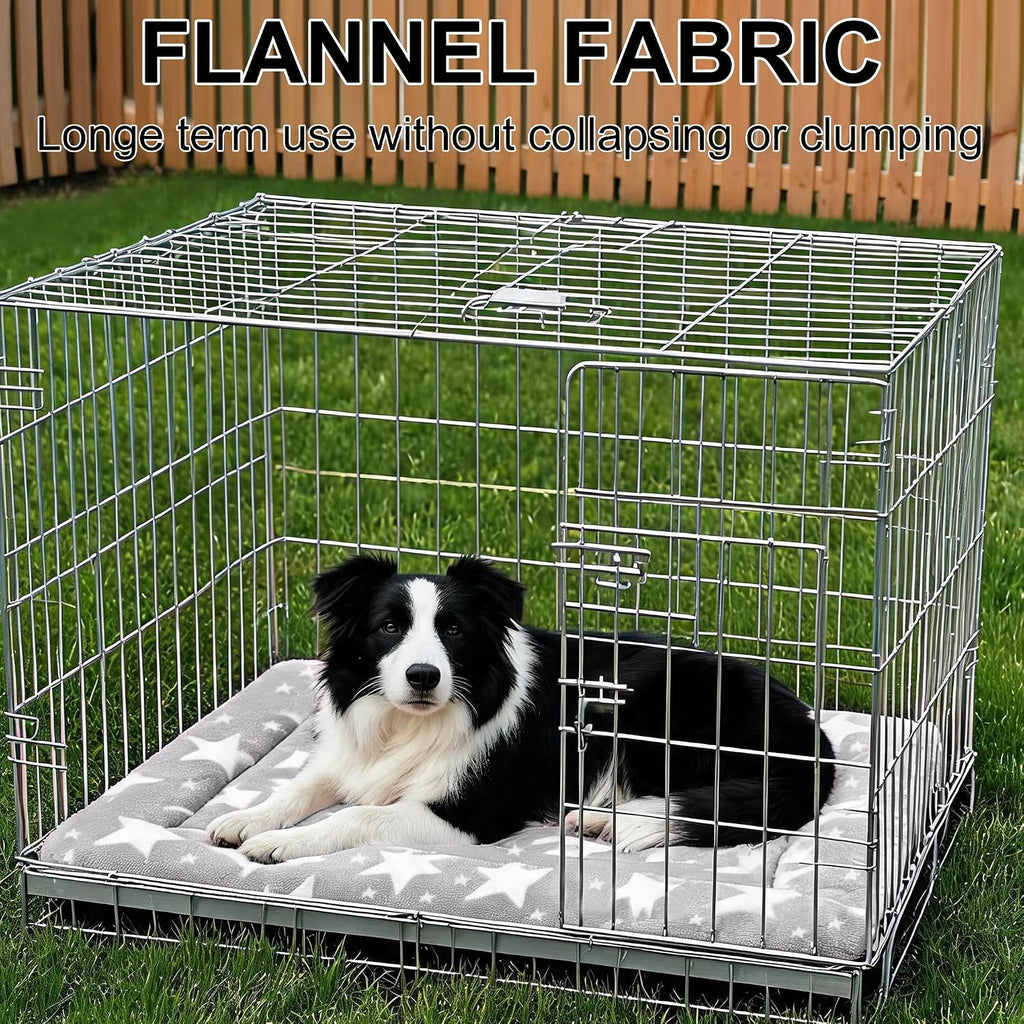 Dog Bed Mat, Reversible Crate Pad & Cute Dog Bed - Machine Washable Kennel Mat with Ultra Soft (Big&Small Stars Gray, 30" L*20" W*1.5" Th)