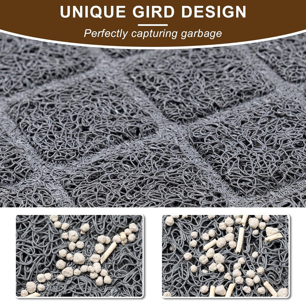 Cat Litter Box Mat,24 x 35 In,Trapping Mat Premium Durable PVC Pad,Grey | Easy to Clean，Non-Slip，Urine Waterproof