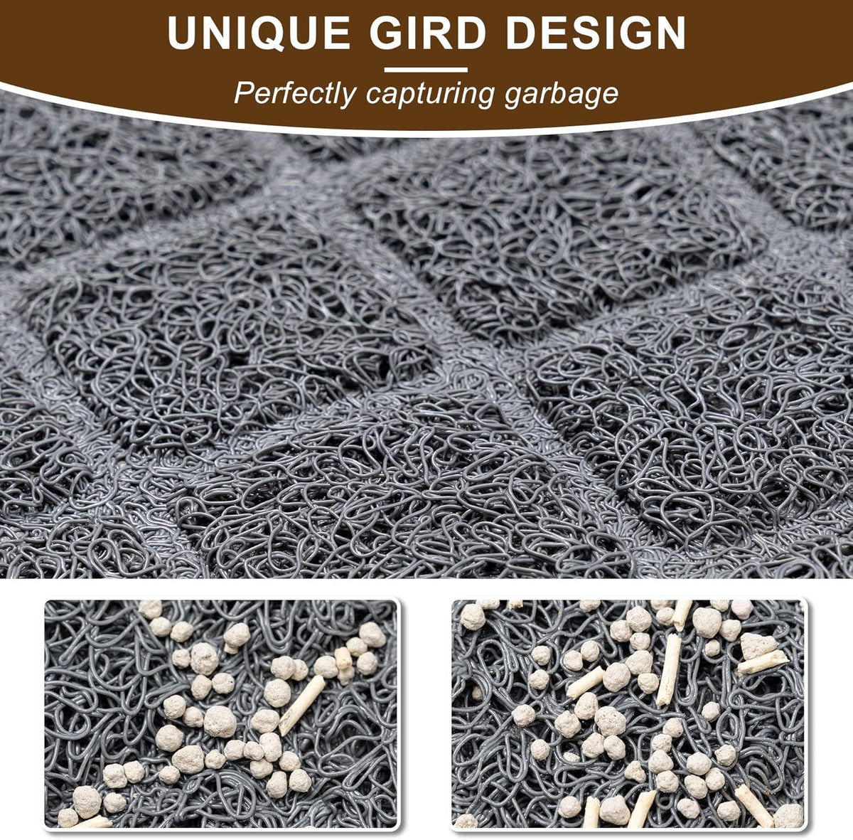 Cat Litter Box Mat,24 x 35 In,Trapping Mat Premium Durable PVC Pad,Grey | Easy to Clean，Non-Slip，Urine Waterproof