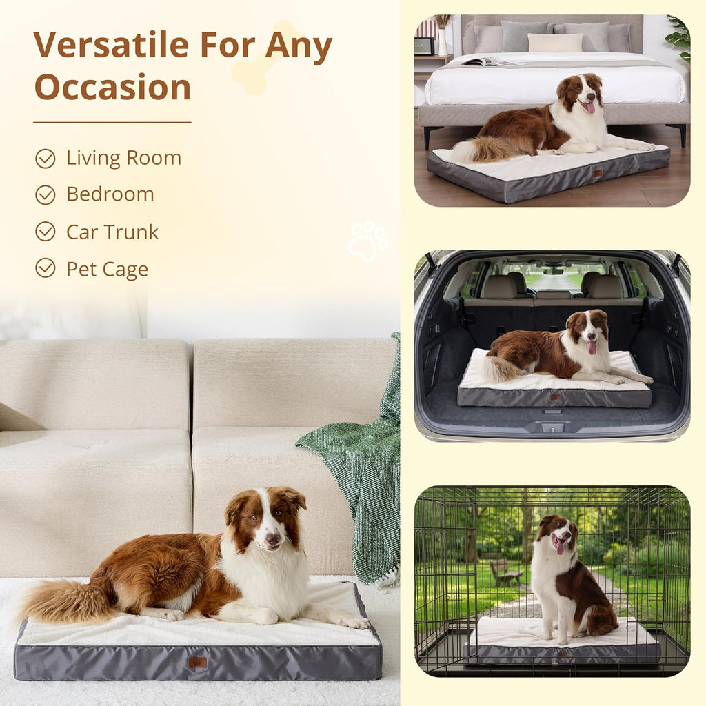 EGOHOME Comfort Orthopedic Egg-Crate Foam Flat Dog Bed, Beige, 29x21