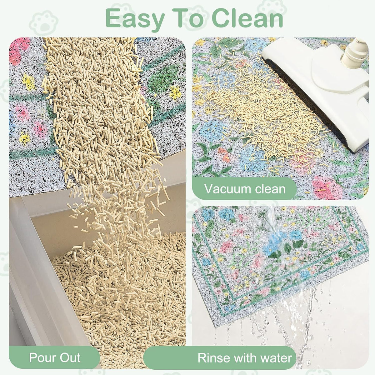 Glittme Cat Litter Mat, 24"x15" Non-Slip Washable Trapping Mat for Cats | Litter Trapping Mat With Thick PVC Coil To Catch Scatter, Soft On Paws And Waterproof Bottom To Protect Floors