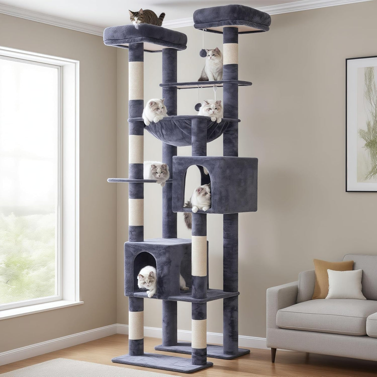 Hey-brother Cat Tree Tower with Multi-Level Duty Scratching Posts, 0MPJ039G