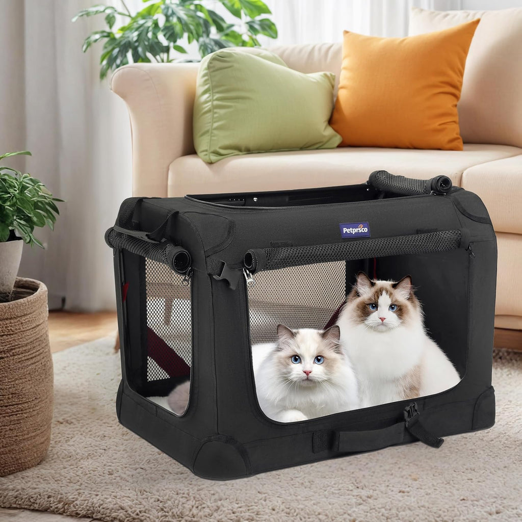 Petprsco Large Cat Carrier for 2 Cats/Small Dogs 24"x17"x17" for Car Travel