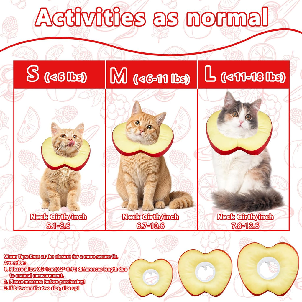 Cat Cone Collar Soft, Adjustable Cat Recovery Cone (Apple, M)