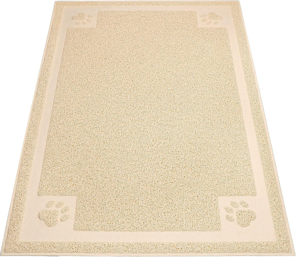 UPSKY Large Cat Litter Mat Trapper 35"×23", Waterproof, Non-Slip, Beige | Large Litter Box Mat, Foldable Trapping Mat, Anti-slip Design, For Cat Litter Boxes and Sensitive Paws, Easy to Clean