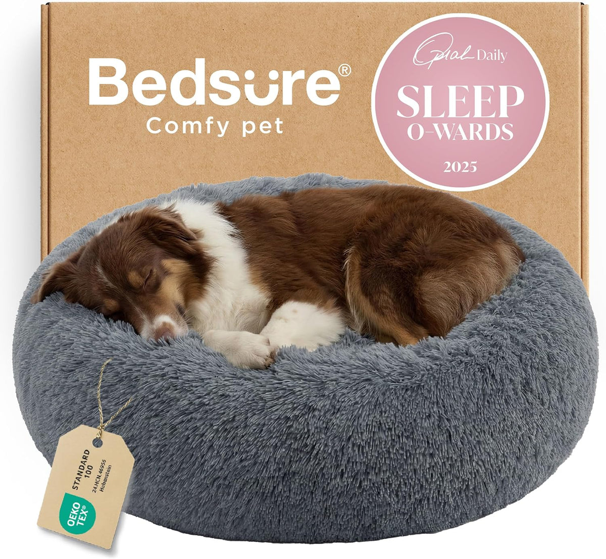 Bedsure Calming Dog Beds Large Sized Dog Donut Washable Pet Bed,36ins