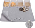 BurgeonNest Cat Litter Mat 47" x 35" XL, Washable Urine-Proof Non-Slip Gray | Machine Washable, Upgraded Felt & Fabric Material Litter Mat for Fewer Creases, Hold 3-4 Litter Boxes, Soft on Paws