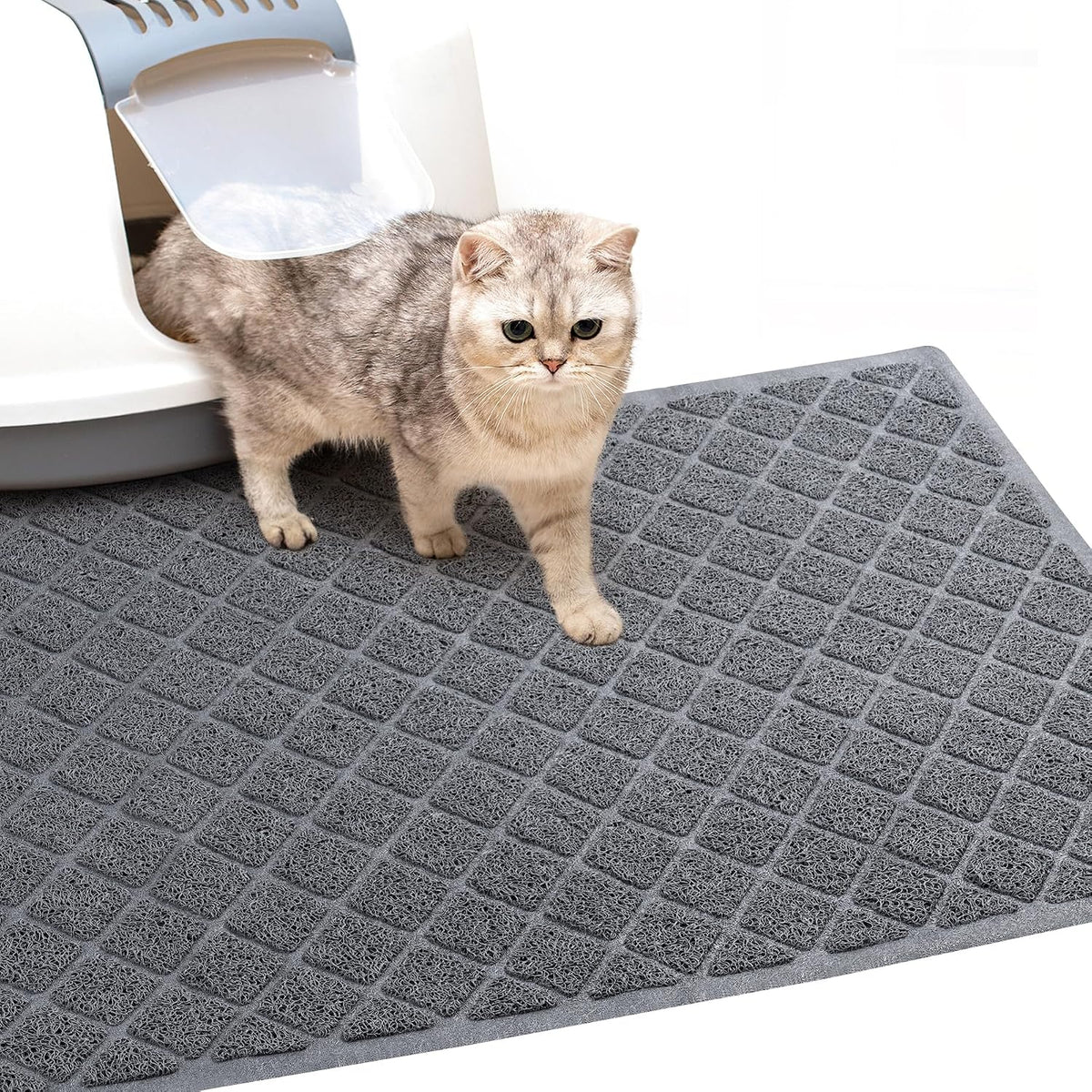 Cat Litter Box Mat,24 x 35 In,Trapping Mat Premium Durable PVC Pad,Grey | Easy to Clean，Non-Slip，Urine Waterproof