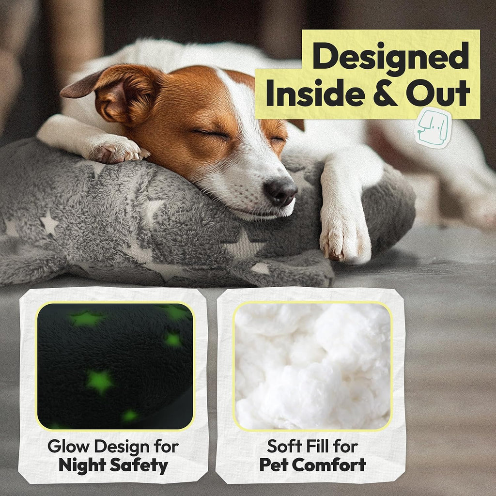 Dog Calming Pillow, Glow in The Dark Dog Put Head on, Soft Question Mark Pillows for Dogs, Kids, Adults, Washable Dog Bed Pillow, Cozy Dog Body Pillow (M Gray)