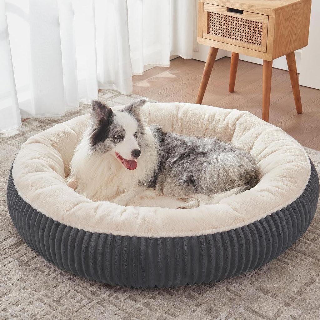 45 inches Calming Donut Dog Bed for Extra Large Dogs,Charcoal