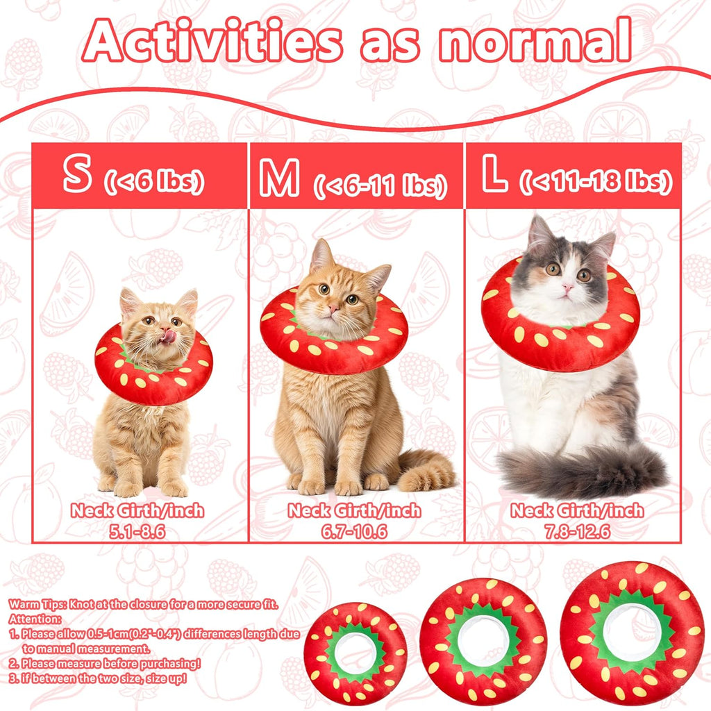 Cat Cone Collar Soft, Cat Recovery Cone (Strawberry, L)