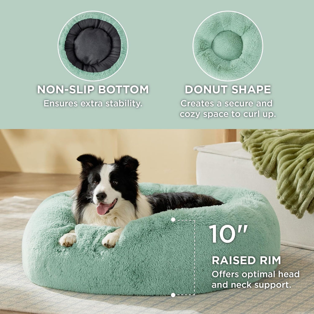 Bedsure Calming Dog Beds Large Sized Dog Donut Washable Pet Bed,36ins