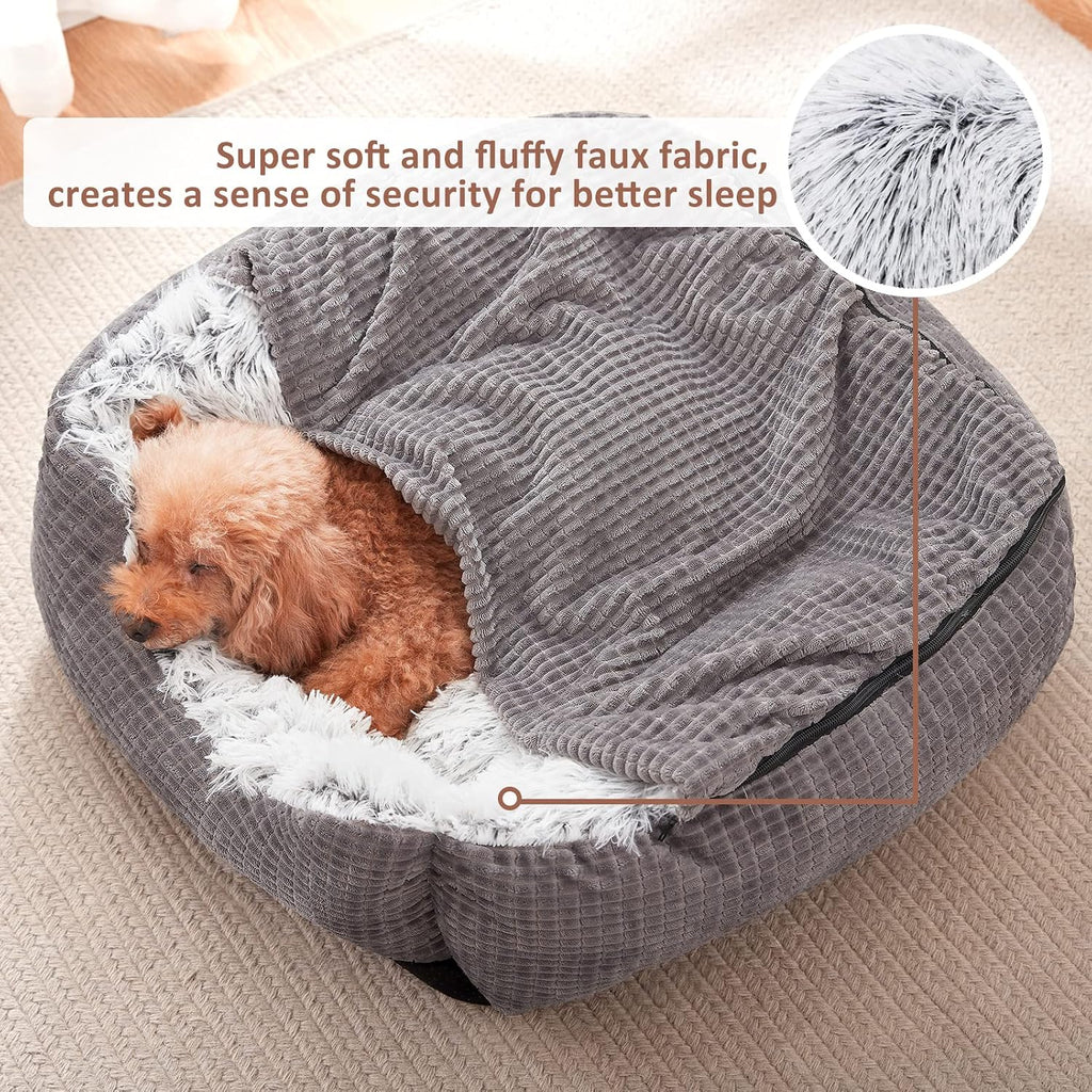 MIXJOY Medium Dog Beds for Medium Large Dogs with Cover Cave, 30in