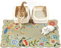 Cat Litter Mat,35"x23" Large Cute Litter Box Mat,Traps 100% Litter