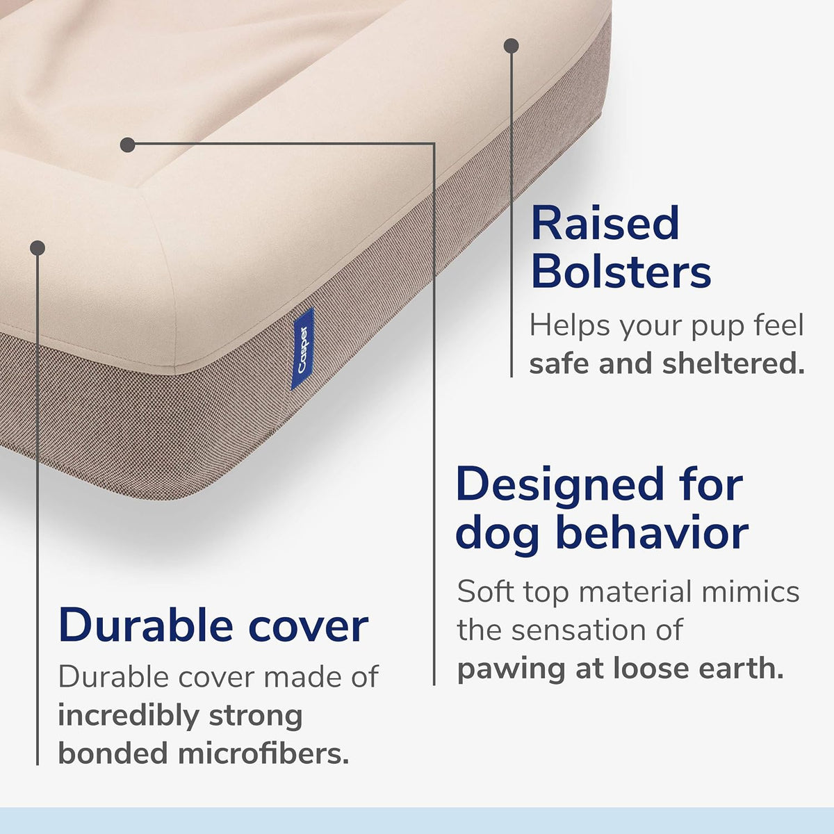Casper Dog Bed, Plush Memory Foam, Medium, Sand