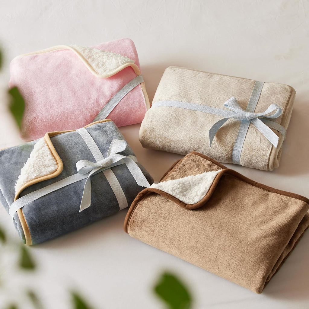 Bedsure Waterproof Blanket for Bed Soft Sherpa Fleece Throw,Queen 90x86