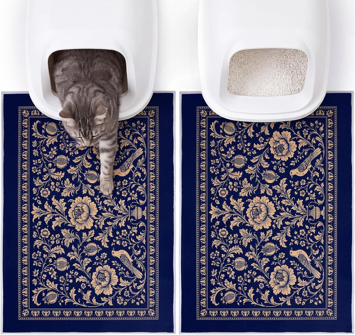 Bienbee Cat Litter Mat, 2 Pack 33" x 22" Machine Washable for Litter Boxes
