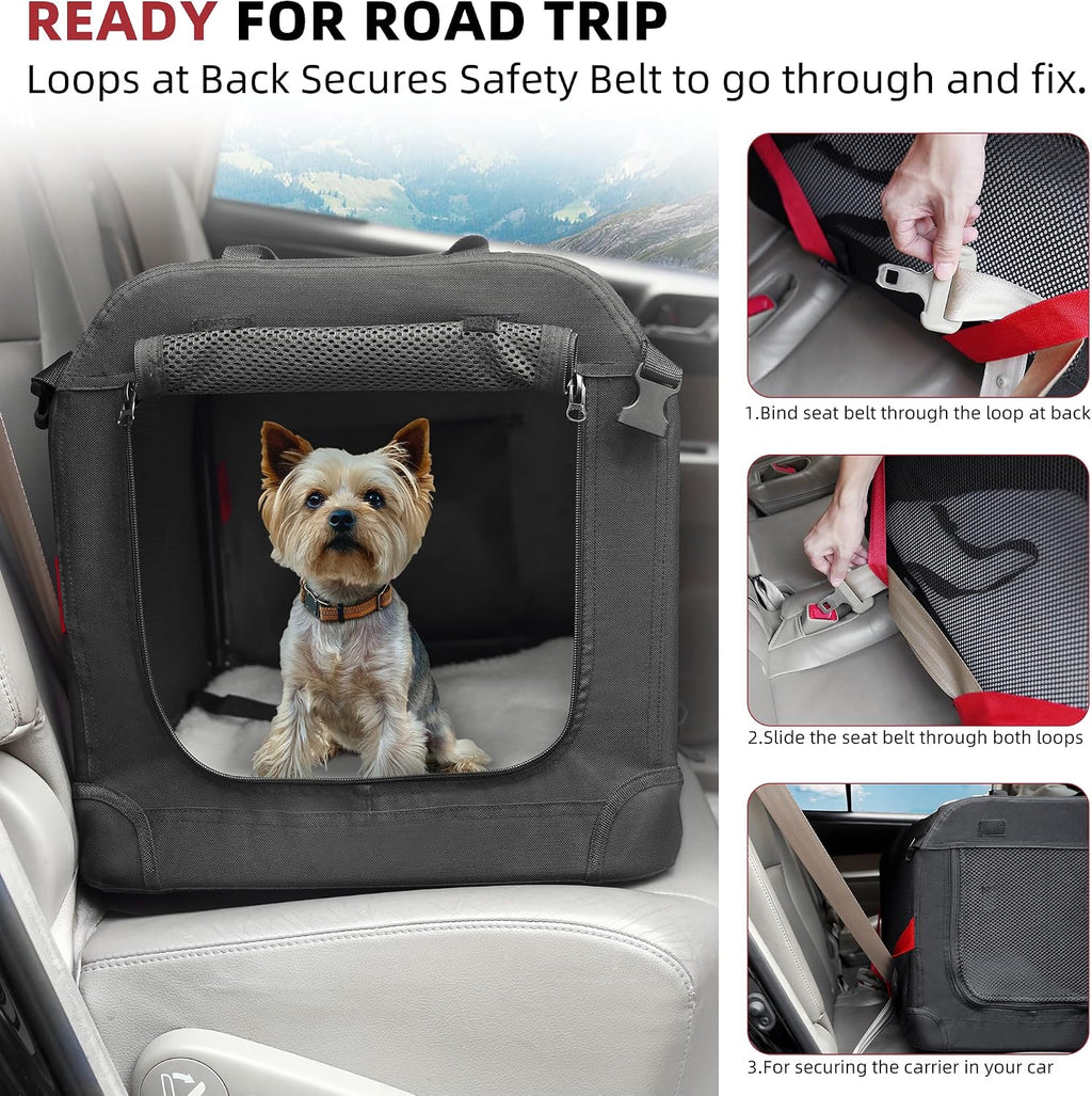 Petprsco Large Cat Carrier for 2 Cats/Small Dogs 24"x17"x17" for Car Travel