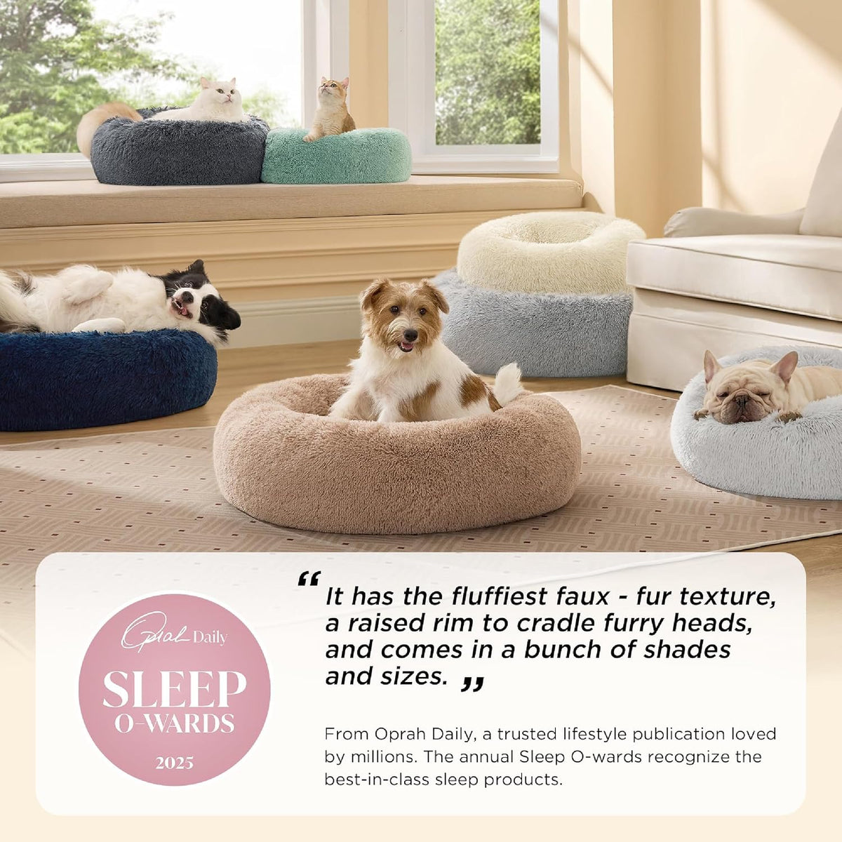Bedsure Calming Dog Bed Medium Size Dog Donut Washable Pet Bed,30ins