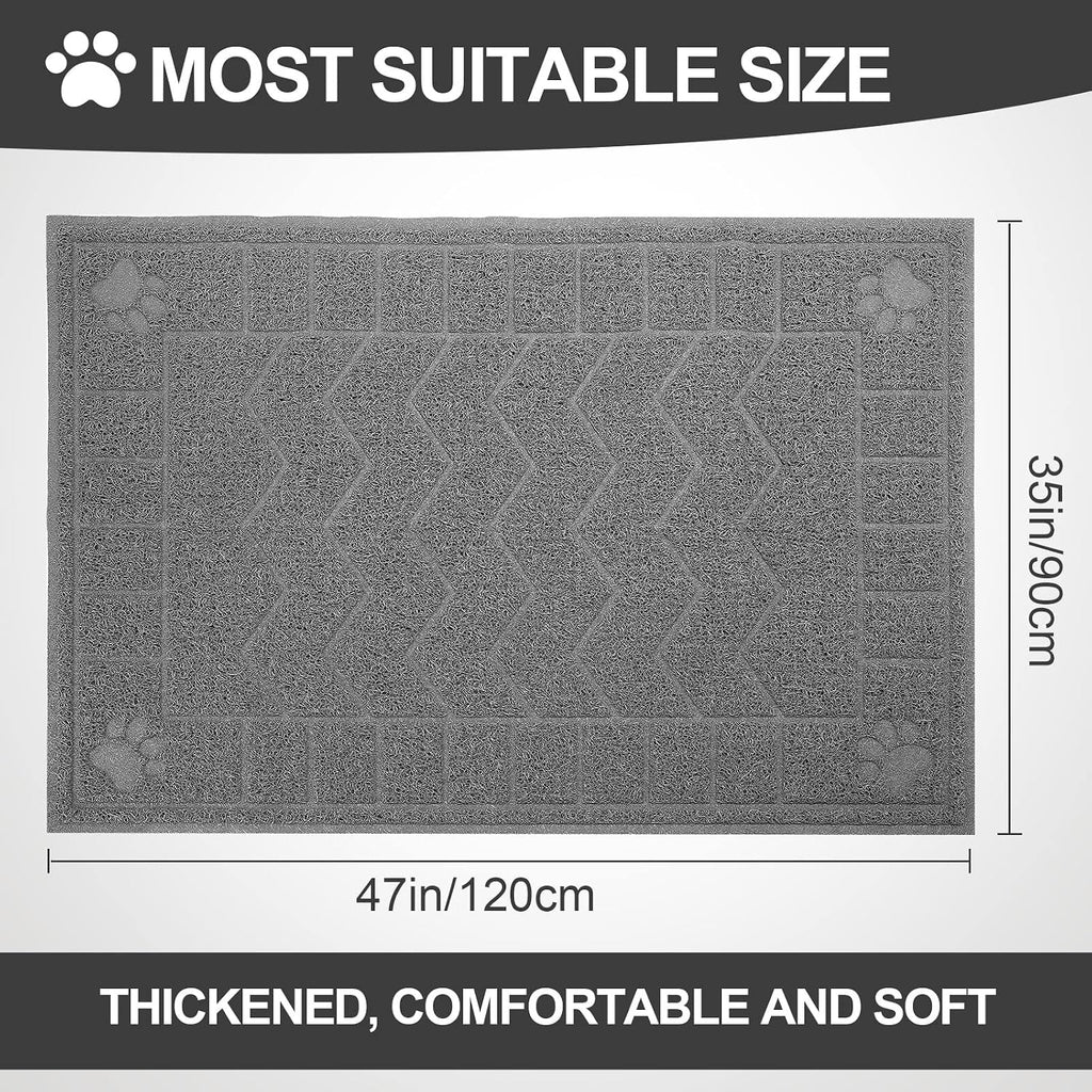 Cat Litter Box Mat, 47" x 35" Large Waterproof Litter Trapping Mat | XL Large Size Thick Mesh Traps Litter, Non-Slip Kitty Litter Mat for Indoor Cat, Soft Paws, Multi-Use, Durable, Easy Clean