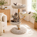 Sopapets Solid Wood Cat Tree, Modern Cat Tower for Indoor Large Cats, Beige