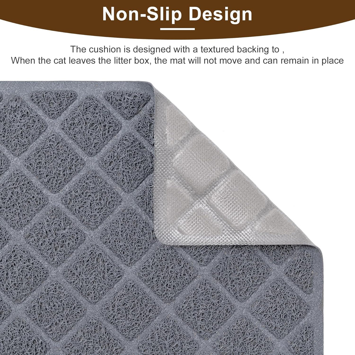 Cat Litter Box Mat,24 x 35 In,Trapping Mat Premium Durable PVC Pad,Grey | Easy to Clean，Non-Slip，Urine Waterproof