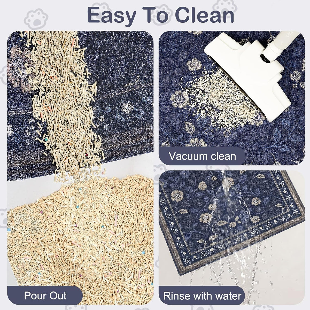 Glittme Cat Litter Mat, 47"x35" Non-Slip Washable Trapping Mat for Cats | Litter Trapping Mat With Thick PVC Coil To Catch Scatter, Soft On Paws And Waterproof Bottom To Protect Floors