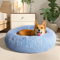 Western Home Calming Donut Small Medium Pet Dog Bed Washable,27" Light Blue