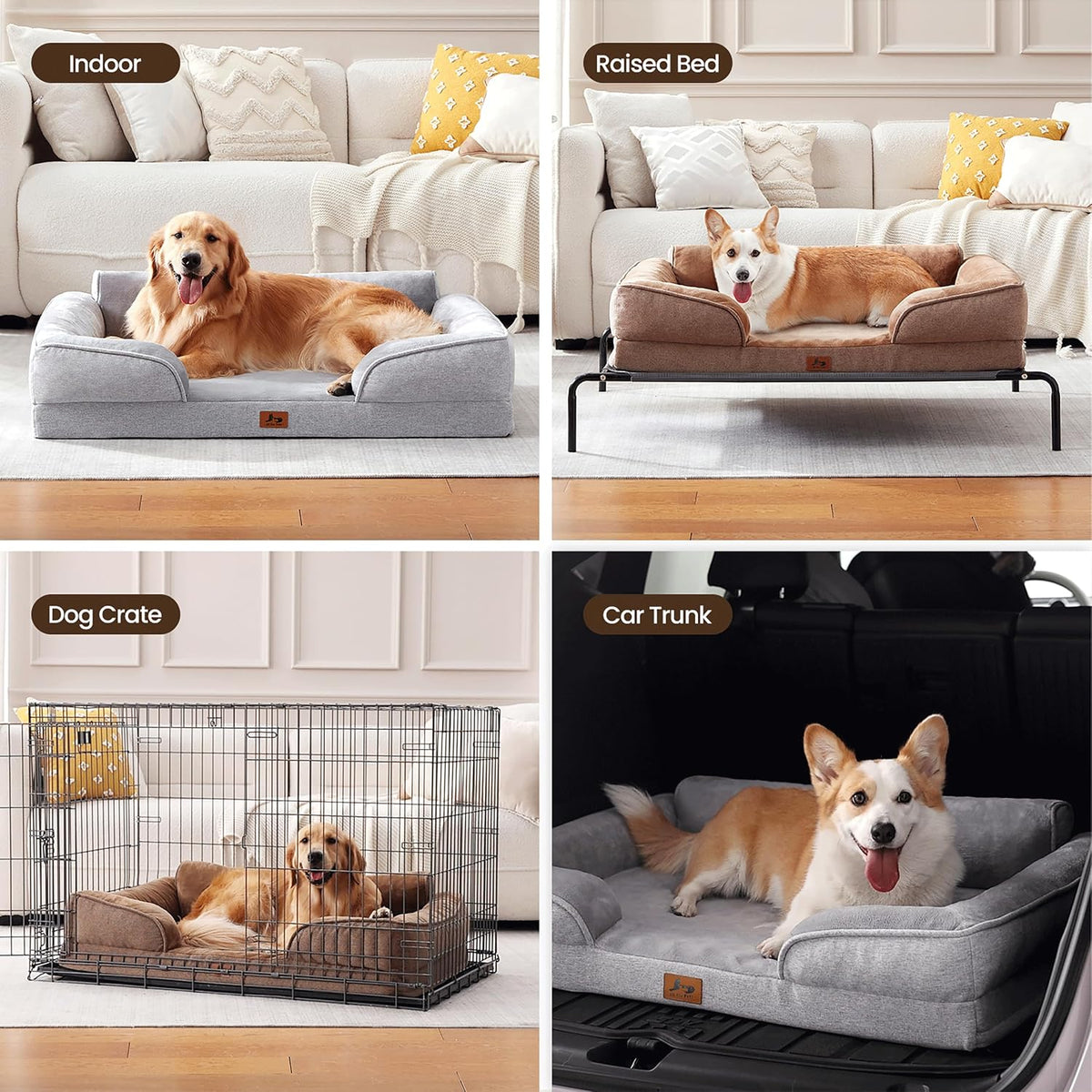 Large Orthopedic Dog Bed for Medium Dogs, Removable Washable, Grey