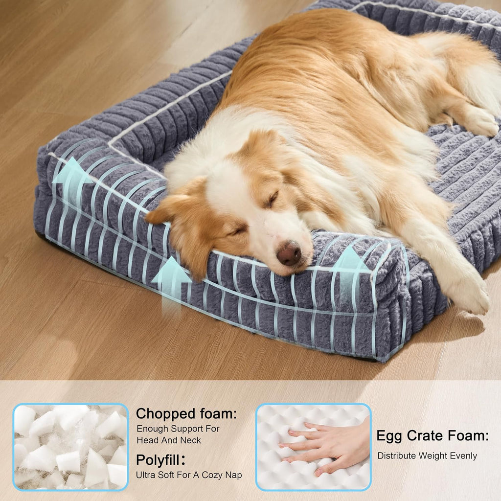 Orthopedic Large Dog Bed Furry Pet Bed, Washable Cover 48''X30''