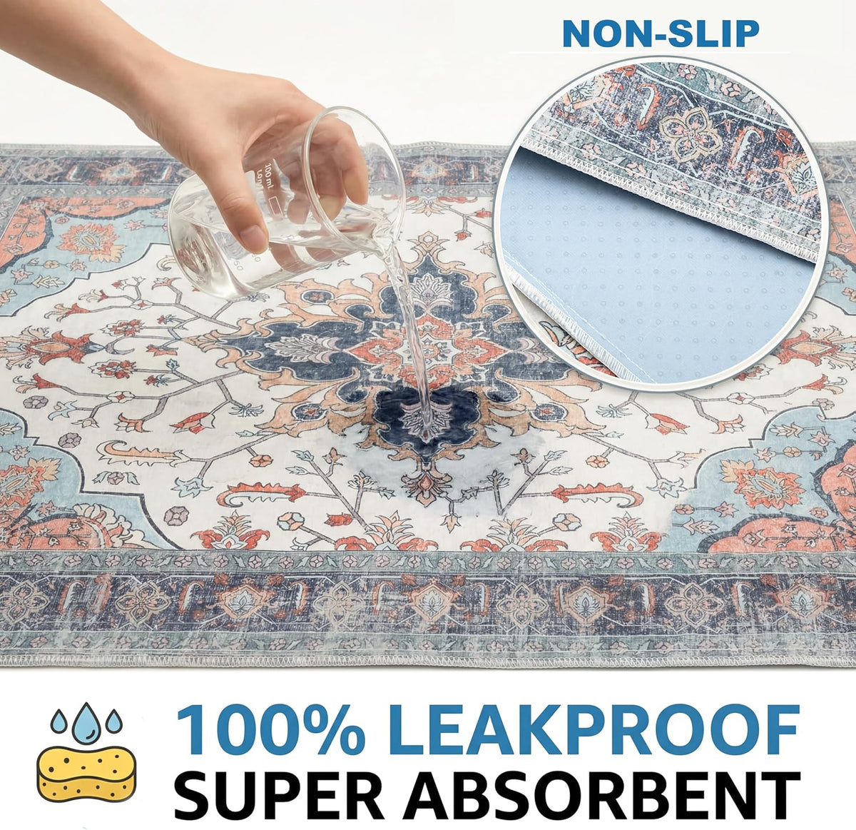 4PACK Washable Pee Pads for Dogs,Great Urine Absorbent Reusable Puppy Training Pads,Waterproof,Leak-Proof & Non-Slip Potty Pads for Whelping,Crate,Playpen,Bed.(Blue Floral,24"x36")