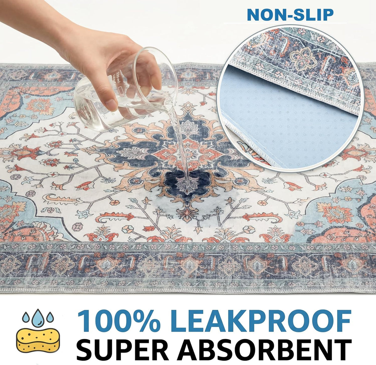 Washable Guinea Pig Pee Pads,Absorbent Reusable Guinea Pig Cage Liners,Waterproof,Leak-Proof & Non-Slip Potty Pads for Small Animals Rabbit Hamster Rat.(Blue Floral,24"x48")