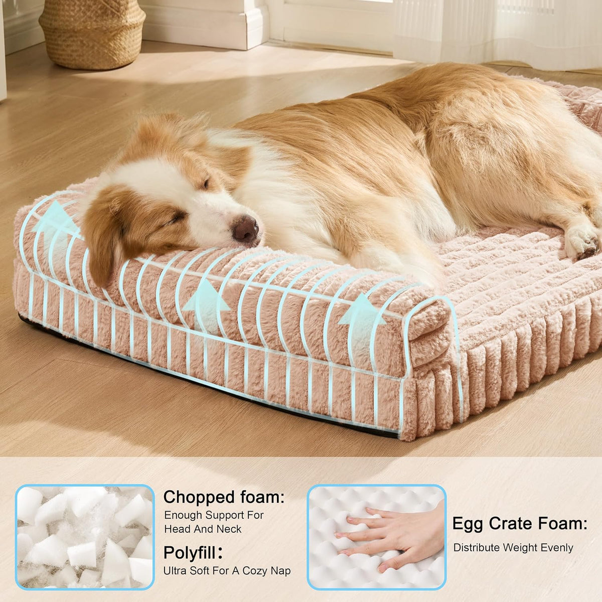 Orthopedic Medium Dog Bed Furry Pet Bed, Washable Cover 30''X20''