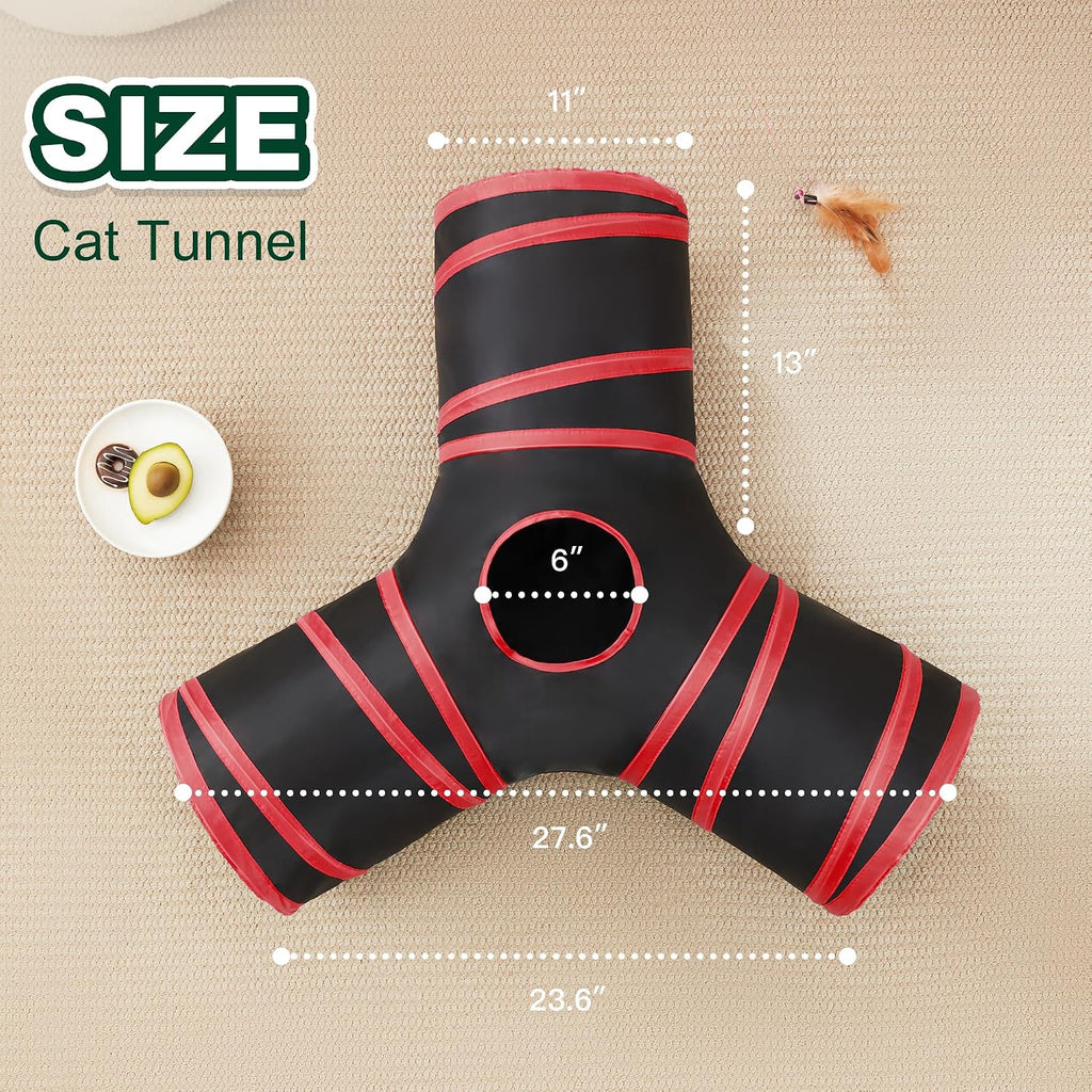 Love's cabin Cat Tunnel for Indoor Cats, 3-Way Collapsible Play Tunnel