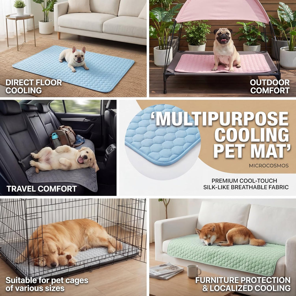 MICROCOSMOS Summer Cooling Mat & Sleeping Pad- Water Absorption Top, Materials Safe, Easy Carry, EZ Clean. Keep Cooling for Pets, Kids and Adults.(Green, 40" x28")