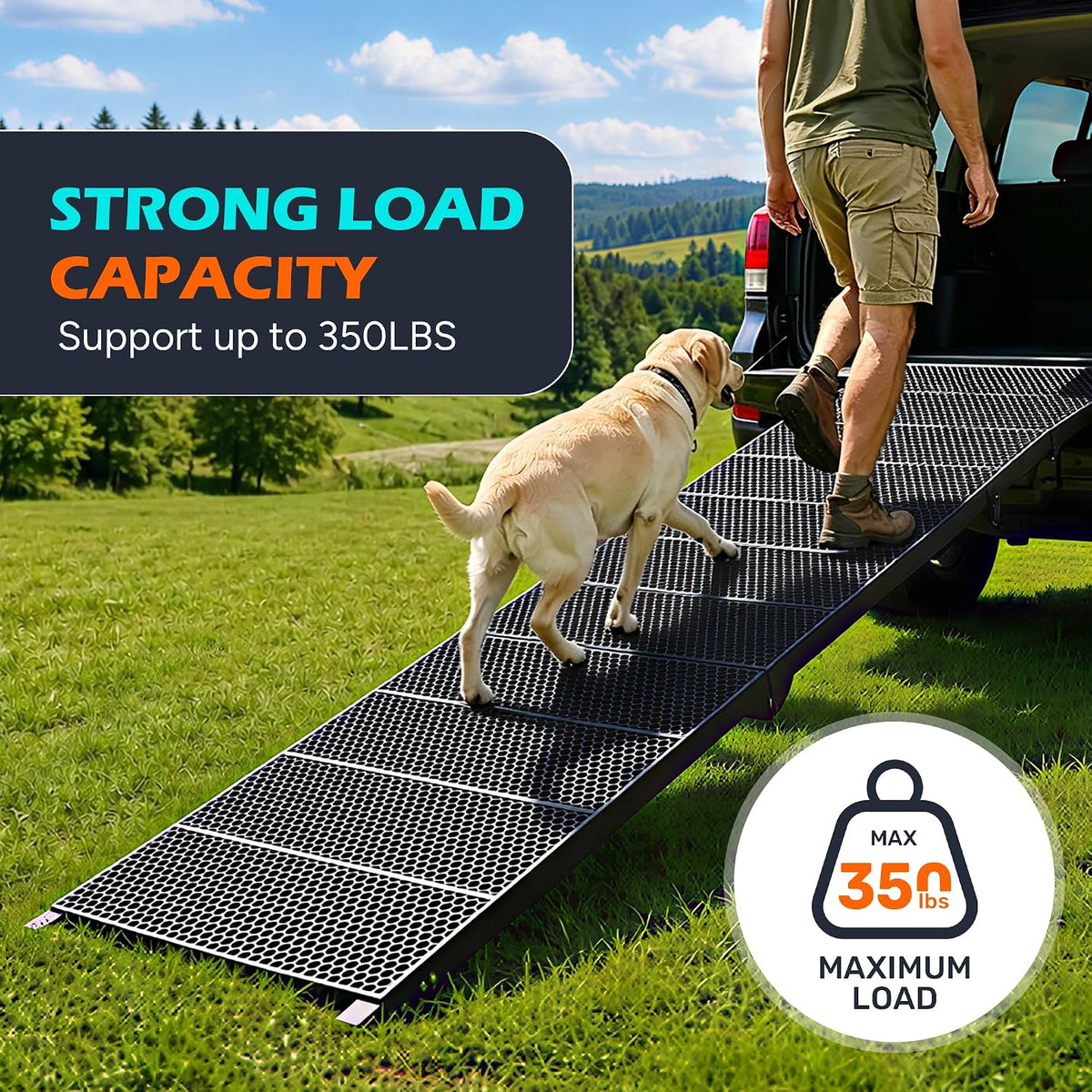 Foldable Dog Ramp for Car, 91 inches Long Portable Ramp for Large Dogs