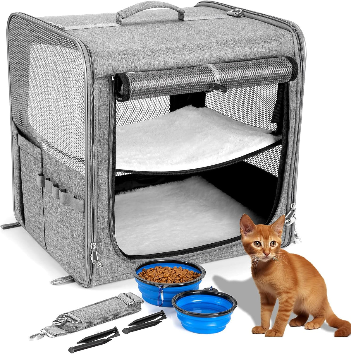 Extra Large Cat Carrier for Cat with Zipper Locks