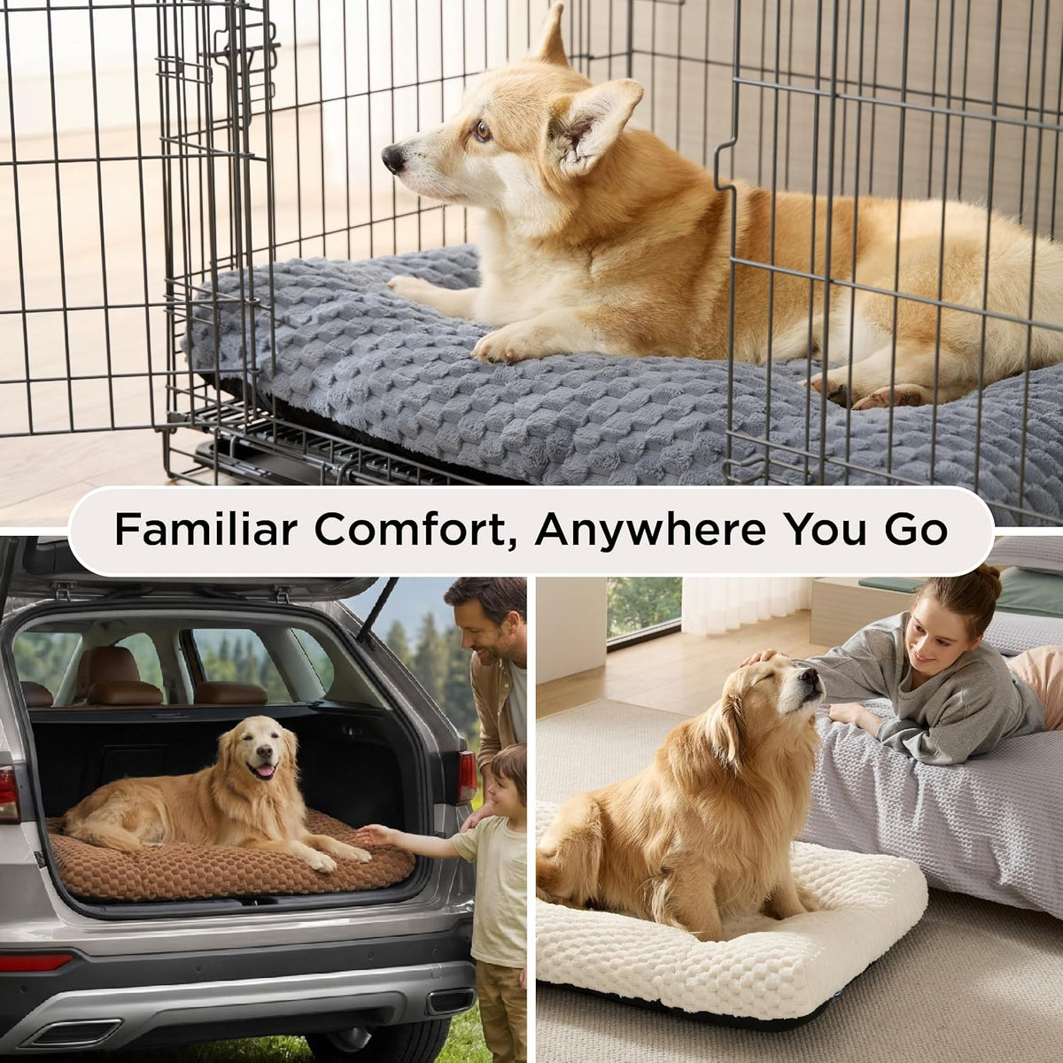 Bedsure XXL Washable Dog Bed for Crate, Soft Bubble Fleece, Extra Large 47"