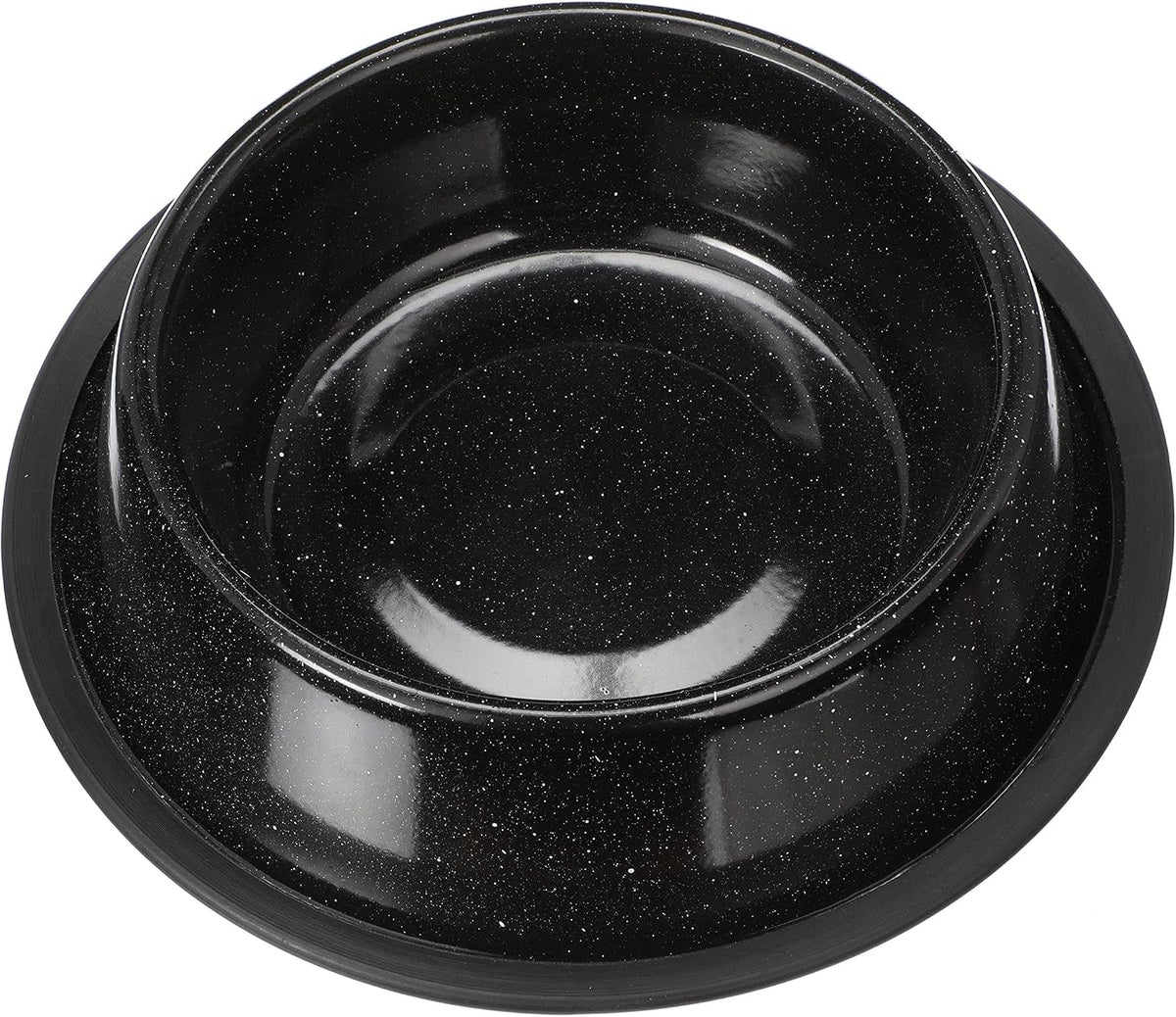 Neater Pet Brands - Outdoor Camping Style Pet Bowl - Enamel Ware Blue Black Granite Colors - Dog Cat No Tip Skid Bowls (32 oz, Black) 
