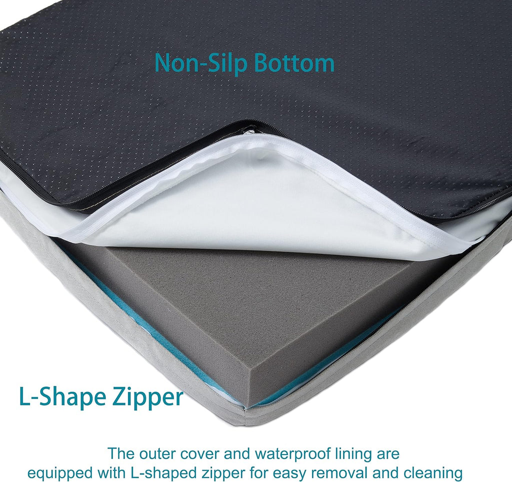 Orthopedic Memory Foam Dog Bed, Cooling Dog Beds for Medium Dogs -Waterproof Pet Bed for Crate with Removable Washable Cover, M(29inch,45Lbs)