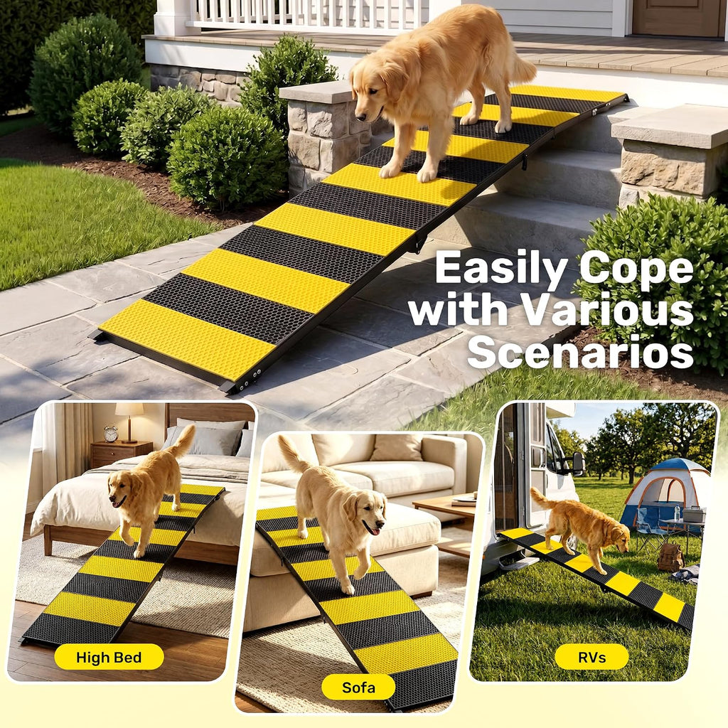 Heeyoo 71" Extra Long Dog Ramp for Car SUV Truck - 350Lbs Folding