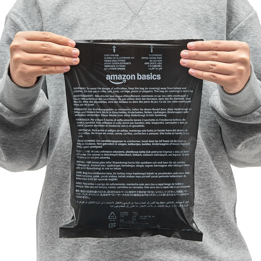 Amazon Basics Dog Poop Bags, 120 Count, Enhanced for Guaranteed Leakproof, Unscented, Black