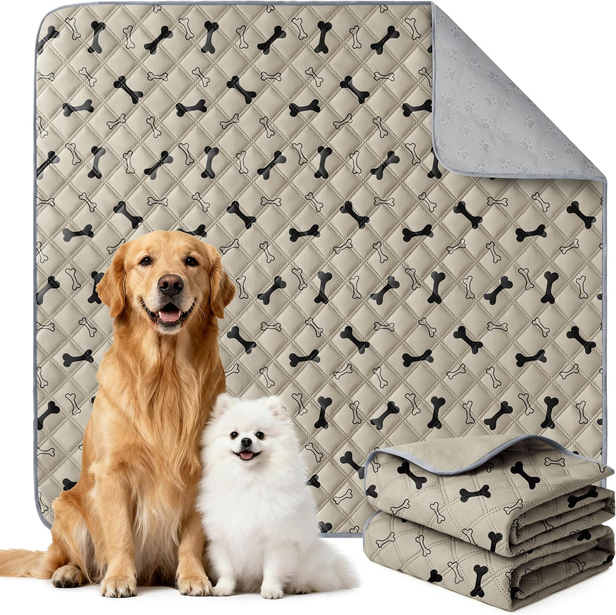 Eterish Washable Pee Pads for Dogs Extra Large 36'' x 48'' 2 Pack | Reusable Absorbent Pet Puppy Dog Training Pads Non-Slip, Waterproof Whelping Potty Pads for Dogs Leak-Proof
