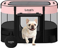 Love's cabin Pet Puppy Dog Playpen, Medium Dog Tent Crates Cage Indoor/Outdoor, Portable Exercise Playpen for Cat, Foldable Pop Up Dog Kennel Playpen with Carring Case (M, Pink)